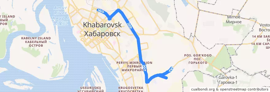 Mapa del recorrido Автобус 22: Железнодорожный вокзал - ул. Шмаковская de la línea  en 伯力市.