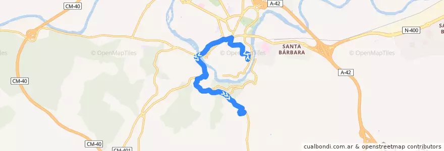 Mapa del recorrido Línea 71: Zocodover → Hospital Virgen del Valle de la línea  en طليطلة.