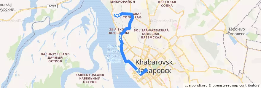 Mapa del recorrido Автобус 17: Спиртзавод - Госбанк de la línea  en ハバロフスク地区.