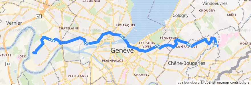 Mapa del recorrido Bus 9: Petit-Bel-Air → Lignon-Tours de la línea  en ジュネーヴ.