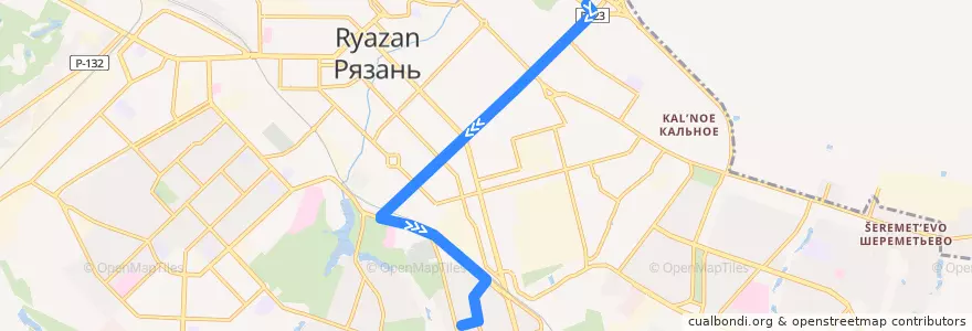 Mapa del recorrido Автобус №14 ТЦ "Круиз" - улица Разина de la línea  en городской округ Рязань.