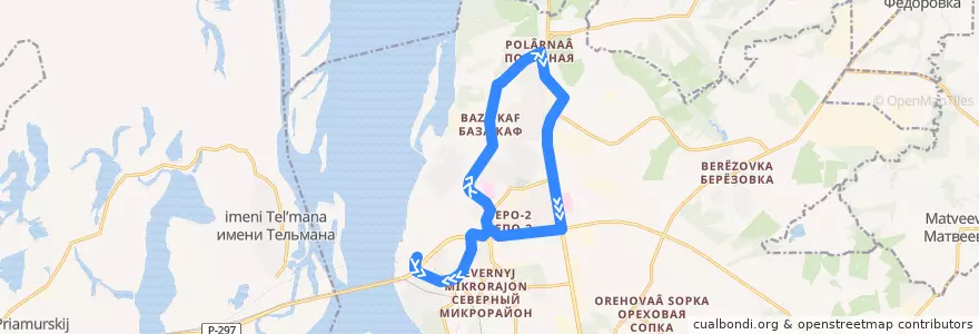 Mapa del recorrido Автобус 16: Завод "Балтимор" - ул. Шилкинская - Магазин "Самбери" - Завод "Балтимор de la línea  en Khabarovsk.