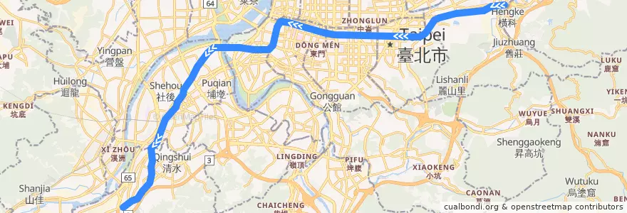 Mapa del recorrido 南港-板橋-土城線 de la línea  en Nuova Taipei.