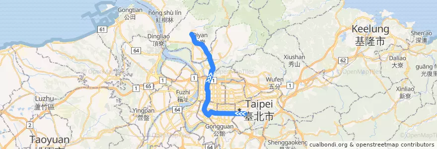 Mapa del recorrido 淡水信義線 de la línea  en Taipé.