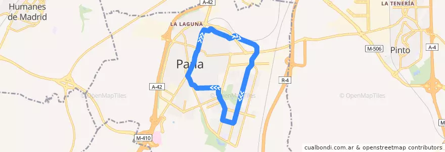 Mapa del recorrido Tranvía de Parla de la línea  en بارلا.