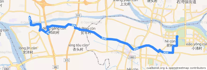 Mapa del recorrido 145路(南庄广场-世纪莲公交首末站) de la línea  en 仏山市.