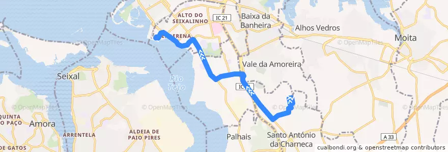 Mapa del recorrido TCB 4 de la línea  en Barreiro.