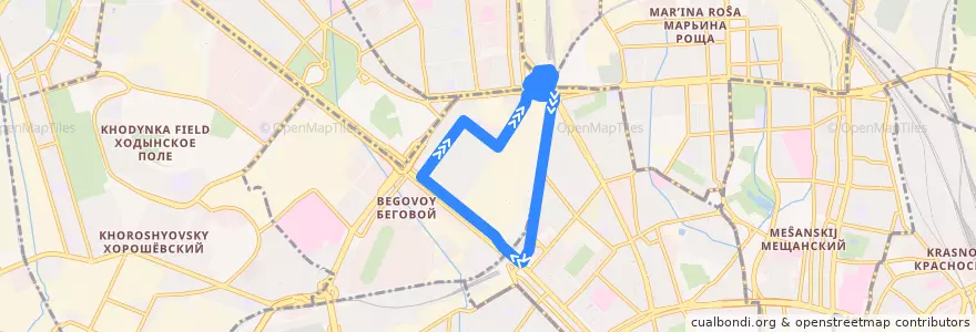 Mapa del recorrido Автобус 382: Ямское Поле => Ямское Поле de la línea  en Moskau.