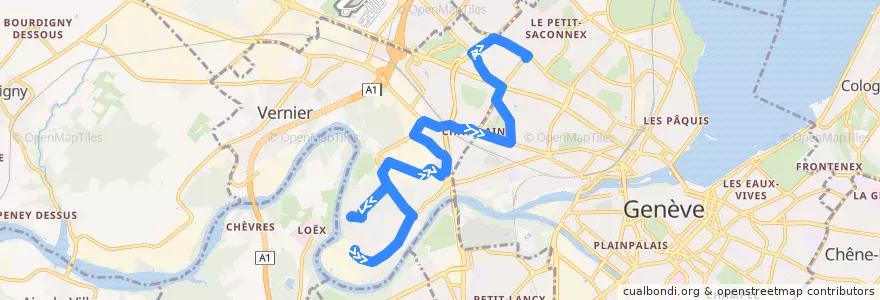 Mapa del recorrido Bus 51: CO Renard → Mervelet de la línea  en Genf.