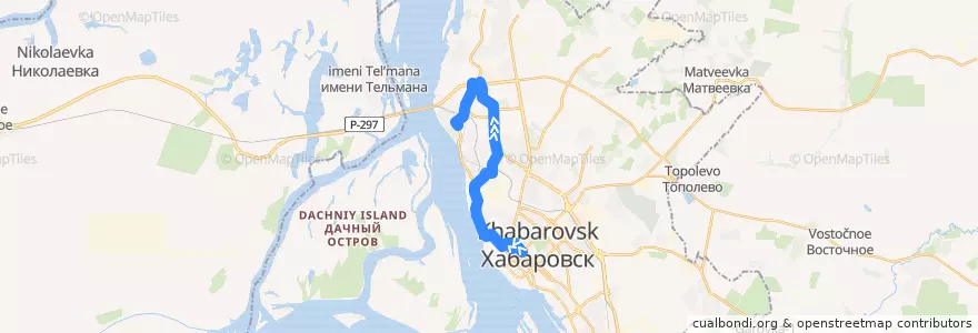Mapa del recorrido Автобус 49: Госбанк - Детский санаторий de la línea  en Khabarovsk.