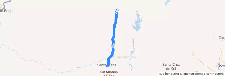Mapa del recorrido Cruz Alta → Santa Maria de la línea  en ریو گرانده جنوبی.