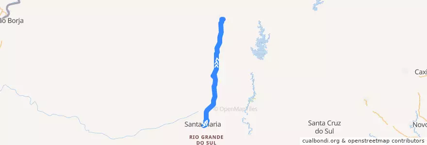 Mapa del recorrido Santa Maria → Cruz Alta de la línea  en ریو گرانده جنوبی.