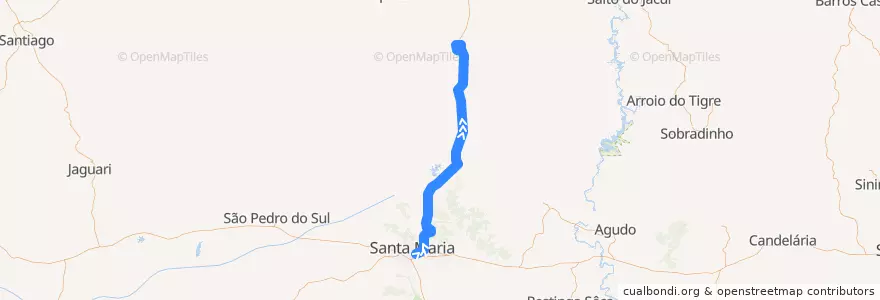 Mapa del recorrido Santa Maria → Júlio de Castilhos de la línea  en Região Geográfica Imediata de Santa Maria.