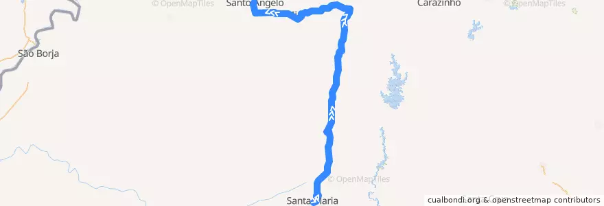 Mapa del recorrido Santa Maria → Santo Ângelo de la línea  en Риу-Гранди-ду-Сул.