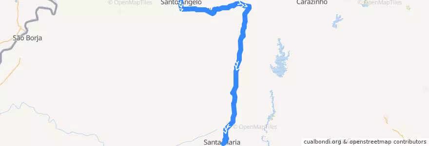 Mapa del recorrido Santo Ângelo → Santa Maria de la línea  en Rio Grande do Sul.