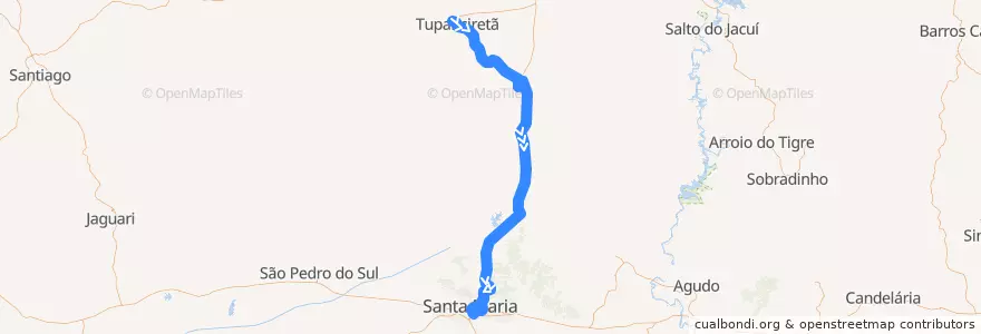 Mapa del recorrido Tupanciretã → Santa Maria de la línea  en Região Geográfica Imediata de Santa Maria.