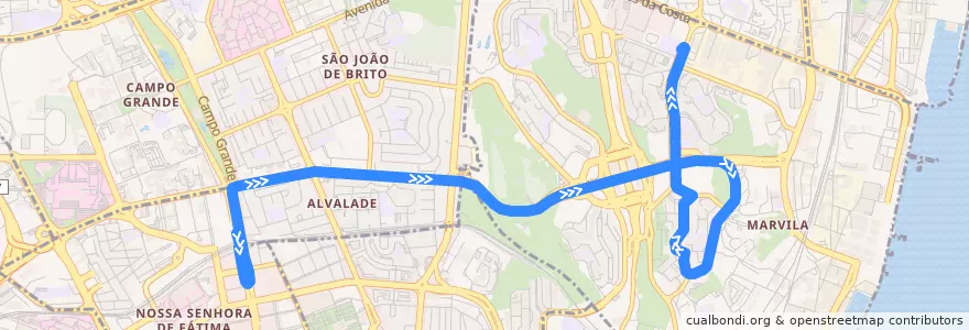 Mapa del recorrido Bus 749: Estação de Entrecampos → ISEL de la línea  en لشبونة.
