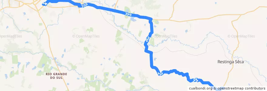 Mapa del recorrido Santa Maria → Colônia Borges de la línea  en Região Geográfica Imediata de Santa Maria.