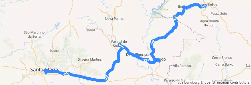 Mapa del recorrido Sobradinho → Santa Maria de la línea  en Região Geográfica Imediata de Santa Maria.