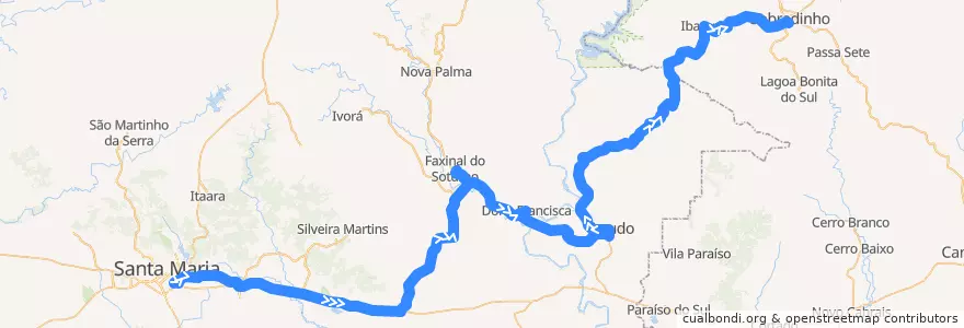 Mapa del recorrido Santa Maria → Sobradinho de la línea  en Região Geográfica Imediata de Santa Maria.