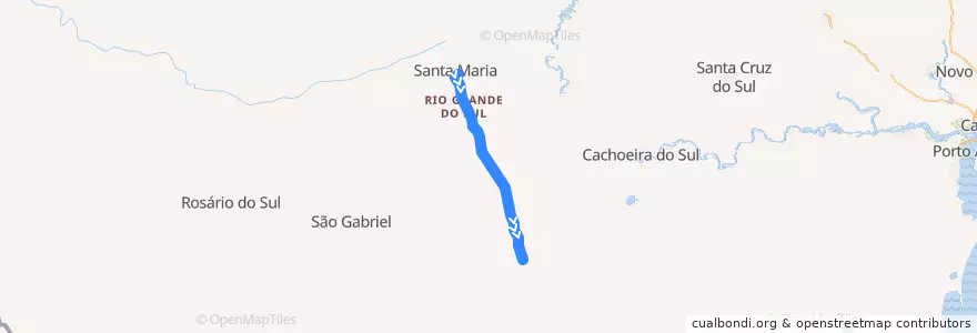Mapa del recorrido Santa Maria → Caçapava do Sul via São Sepé de la línea  en Região Geográfica Imediata de Santa Maria.