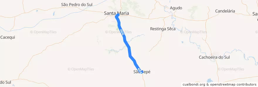 Mapa del recorrido São Sepé → Santa Maria de la línea  en Região Geográfica Imediata de Santa Maria.