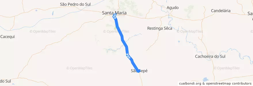 Mapa del recorrido Santa Maria → São Sepé de la línea  en Região Geográfica Imediata de Santa Maria.
