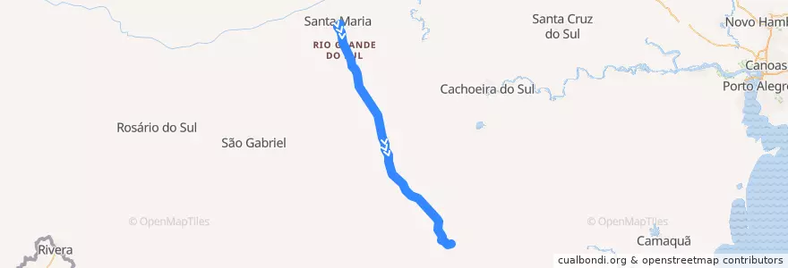 Mapa del recorrido Santa Maria → Santana da Boa Vista de la línea  en Região Geográfica Intermediária de Santa Maria.
