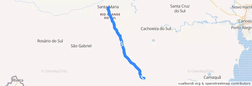 Mapa del recorrido Santana da Boa Vista → Santa Maria de la línea  en Região Geográfica Intermediária de Santa Maria.
