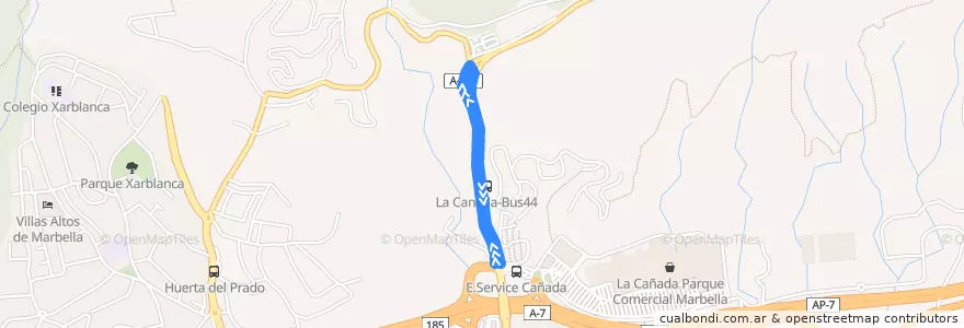 Mapa del recorrido L-11: Marbella Centro - Cementerios (Servicio Especial) de la línea  en Marbella.
