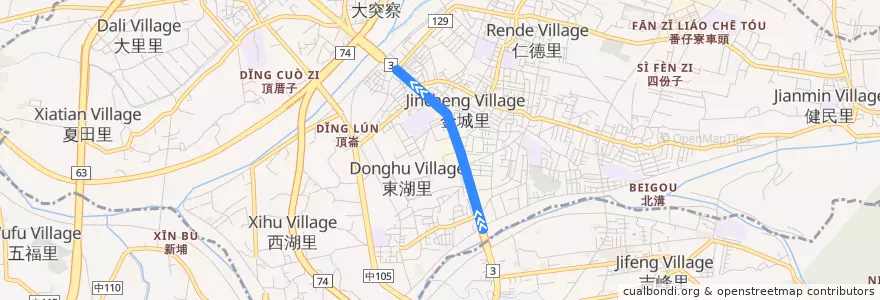 Mapa del recorrido 201路(往新民高中_去程) de la línea  en Dali.