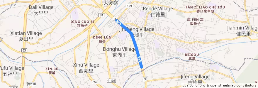 Mapa del recorrido 201路(往亞洲大學_返程) de la línea  en 다리구.