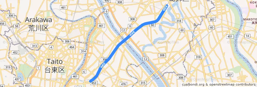 Mapa del recorrido 京成押上線 de la línea  en 東京都.