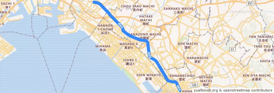 Mapa del recorrido 京成電鉄千葉線 de la línea  en 千葉市.