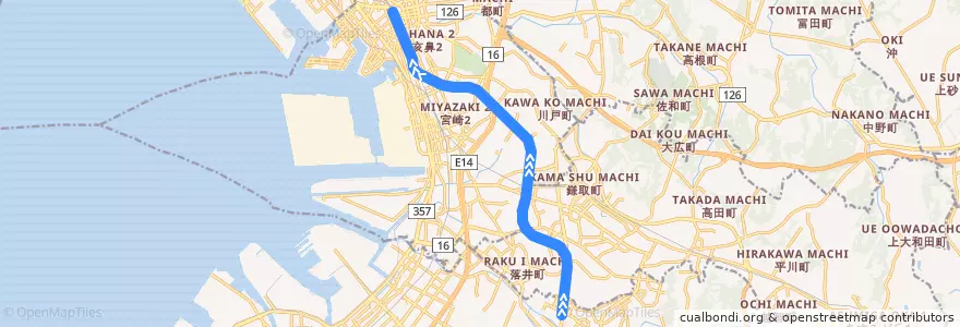 Mapa del recorrido 京成電鉄千原線 de la línea  en 千葉市.