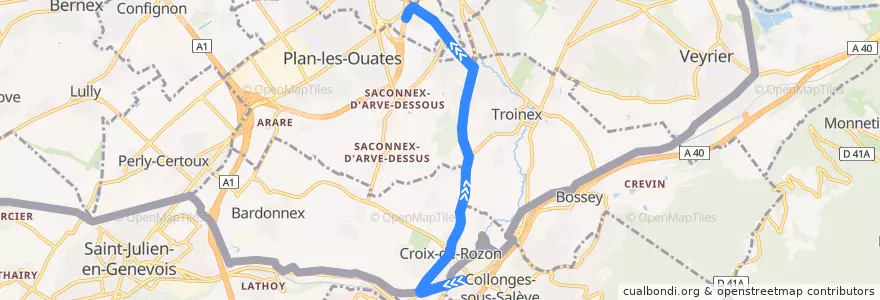 Mapa del recorrido Bus 62: Collonges-Marché → Bachet-de-Pesay de la línea  en Genève.