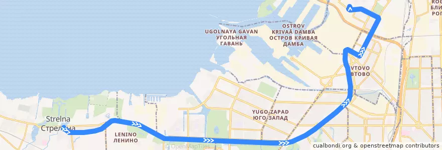 Mapa del recorrido Трамвай № 36: Стрельна => Оборонная улица de la línea  en سانت بطرسبرغ.