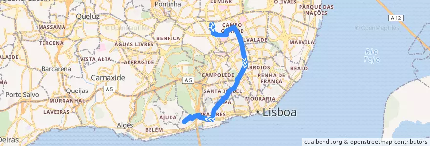Mapa del recorrido Bus 738: Quinta dos Barros → Alto de Santo Amaro de la línea  en Lisbonne.