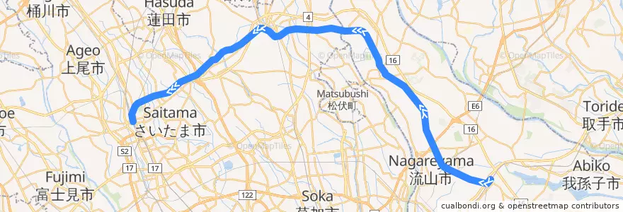 Mapa del recorrido 東武アーバンパークライン de la línea  en Japonya.