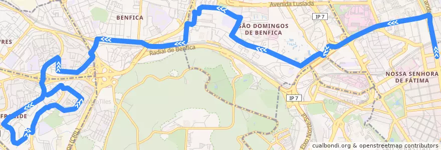 Mapa del recorrido Bus 754: Campo Pequeno → Alfragide de la línea  en Großraum Lissabon.