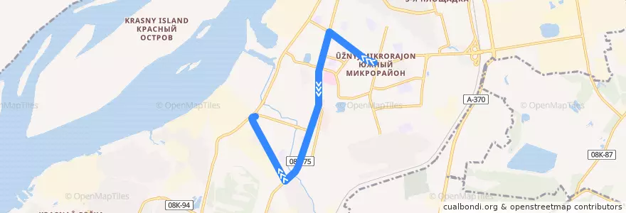 Mapa del recorrido Автобус 62: Торговый центр - Завод "Амуркабель" de la línea  en ハバロフスク地区.