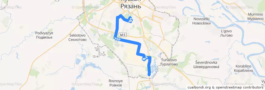 Mapa del recorrido Автобус №3 Микрорайон Братиславский - Посёлок Строитель de la línea  en городской округ Рязань.