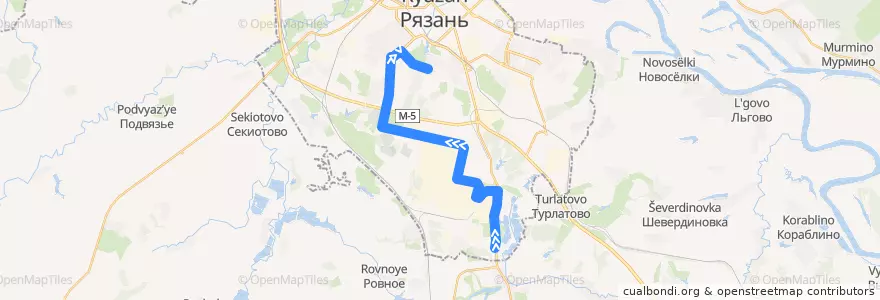 Mapa del recorrido Автобус №3 Посёлок Строитель - Микрорайон Братиславский de la línea  en городской округ Рязань.