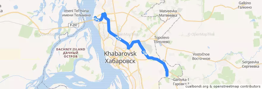 Mapa del recorrido Автобус 68: Завод "Балтимор" - СНТ "Черёмушки" de la línea  en Khabarovsk.