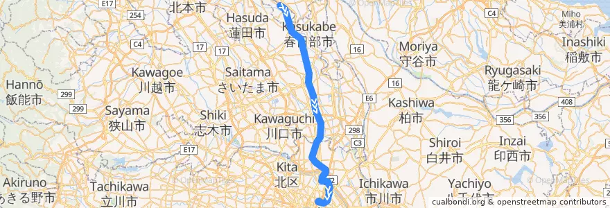 Mapa del recorrido 東武スカイツリーライン de la línea  en Giappone.