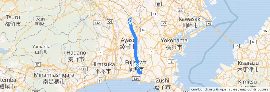 Mapa del recorrido 小田急電鉄江ノ島線 de la línea  en 가나가와현.