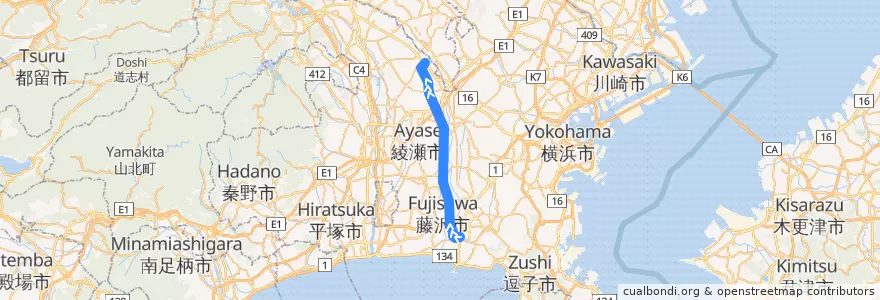 Mapa del recorrido 小田急電鉄江ノ島線 de la línea  en 神奈川県.