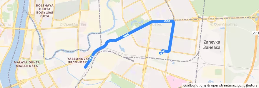 Mapa del recorrido Трамвай № 8: Хасанская улица => станция метро «Ладожская» de la línea  en округ Пороховые.