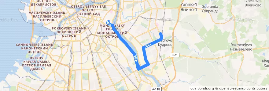 Mapa del recorrido Трамвай № 7: улица Коммуны => проспект Солидарности de la línea  en Невский район.