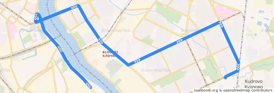 Mapa del recorrido Трамвай № 65: Невский завод => река Оккервиль de la línea  en Санкт-Петербург.
